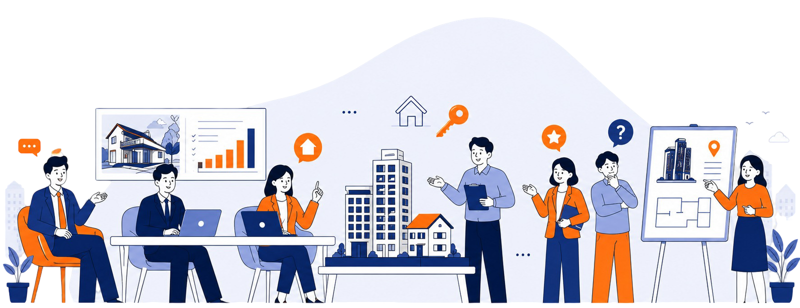 Real estate team closing deals